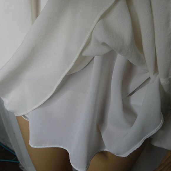 Parker Joanie Cold Shoulder Blouse Lace Billow Sleeve V Neck White Medium Top - Picture 7 of 11